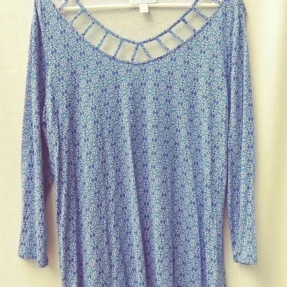 💝Dana Buchman light blue and white Lg Top - Picture 5 of 7